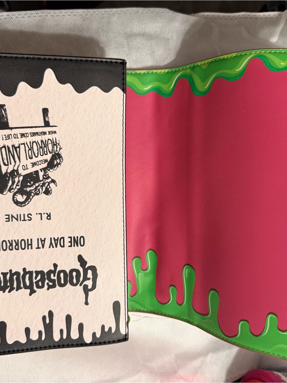 Loungefly Pink Goosebumps Novel-Style Crossbody with Blue Strap - Picture 4 of 7